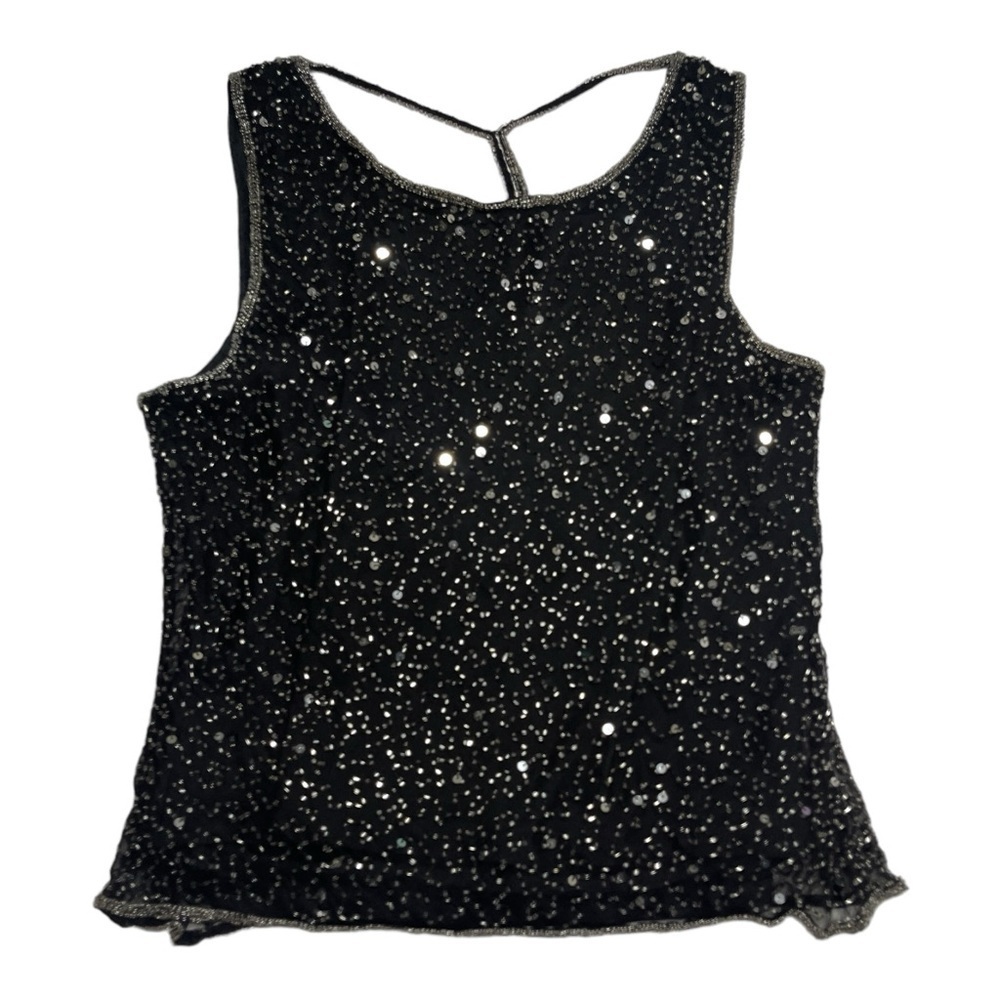 Vintage Stenay Silk Beaded Open Back Top Large